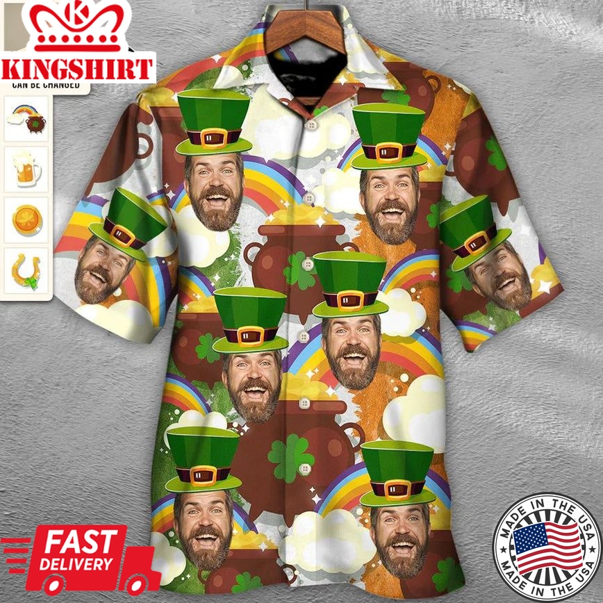 Green Grins and Funny Faces: Custom Photo Hawaiian Shirt for St. Patrick's Day