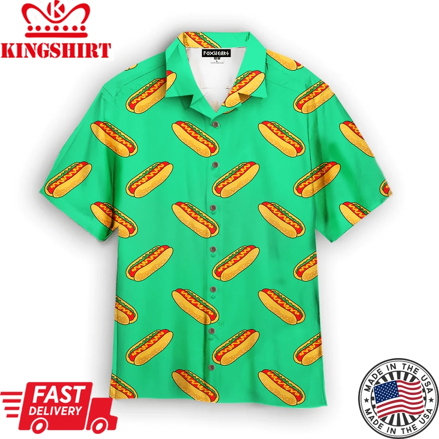 Green Hotdogs Trendy Hawaiian Shirt For Aloha Shirt