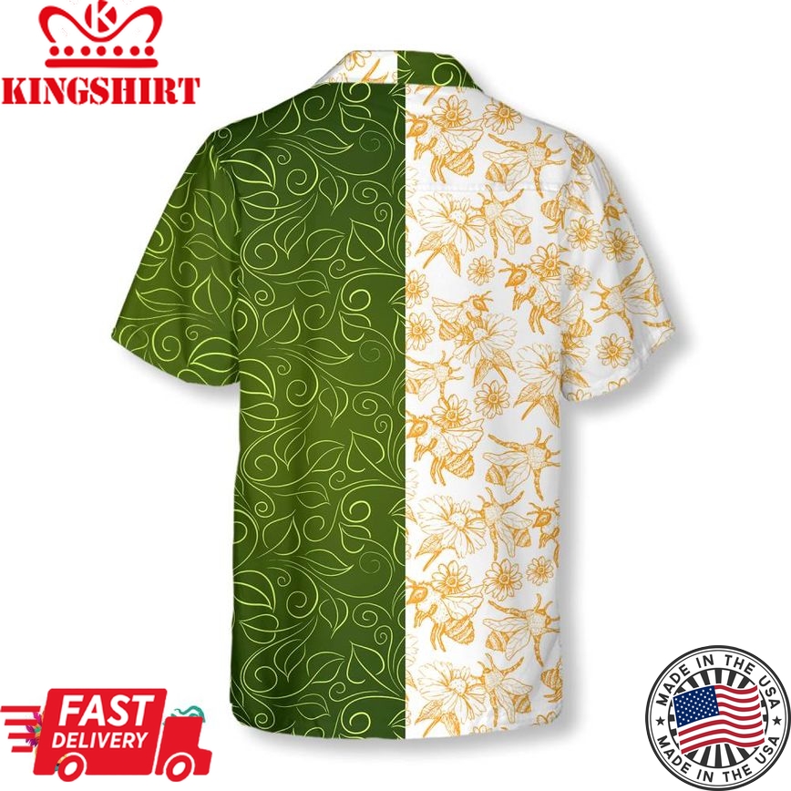 Green Leaves Honey Bee Hawaiian Shirt