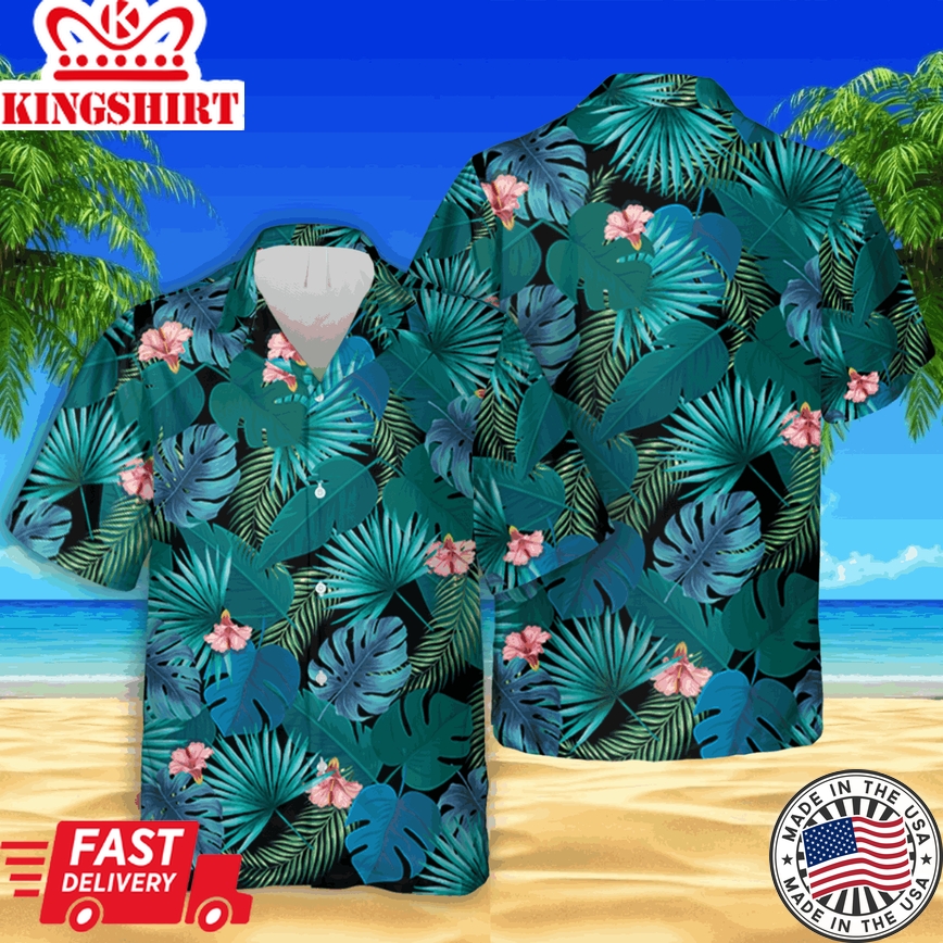 Green Leaves Trendy Hawaiian Shirt, Summer Clothing