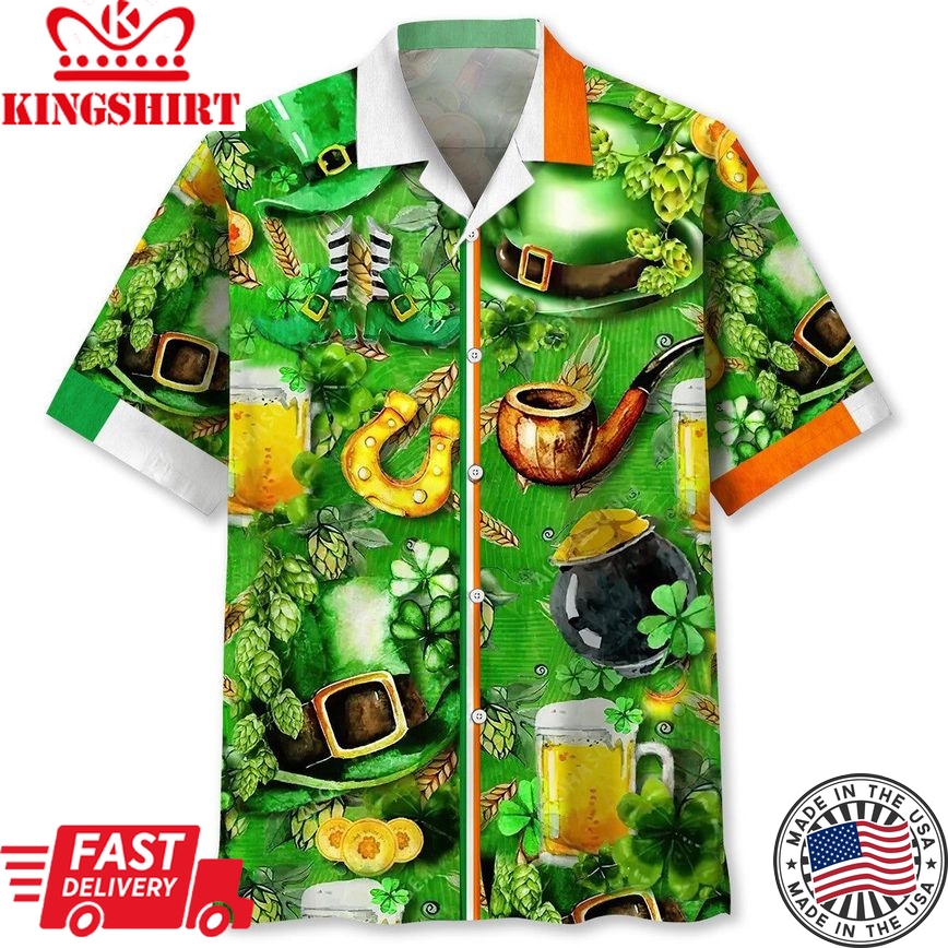 Green Lucky Irish St.Patrick Day Trendy Hawaiian Shirt