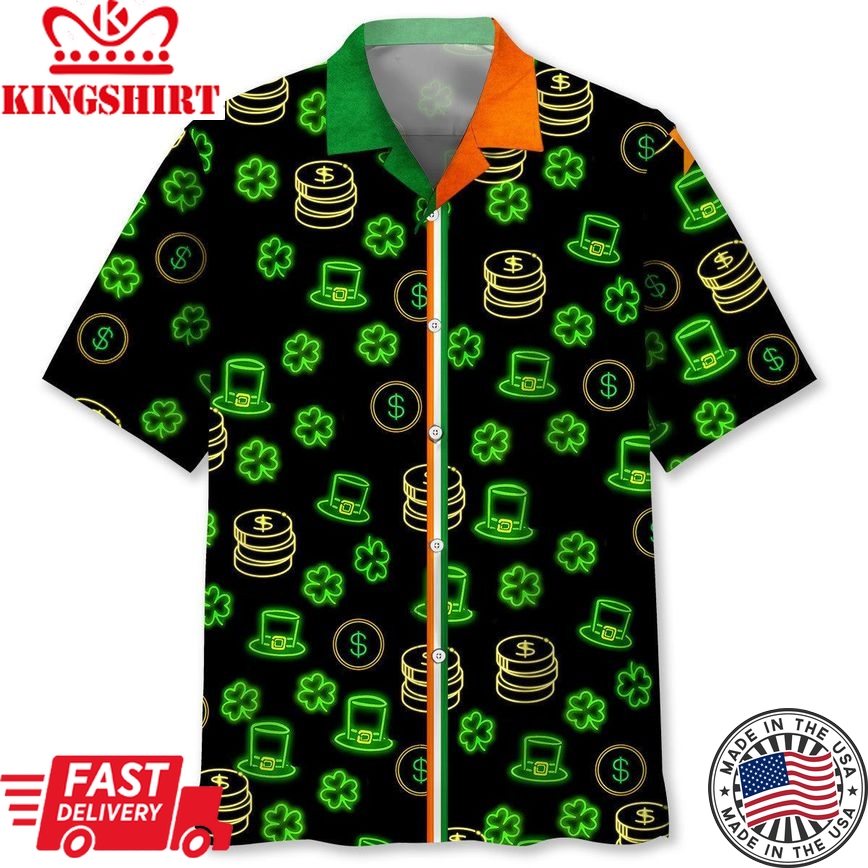 Green Neon Irish St.Patrick Day Trendy Hawaiian Shirt