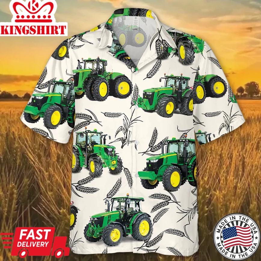 Green Tractor 3 All Printed 3D Trendy Hawaiian Shirt