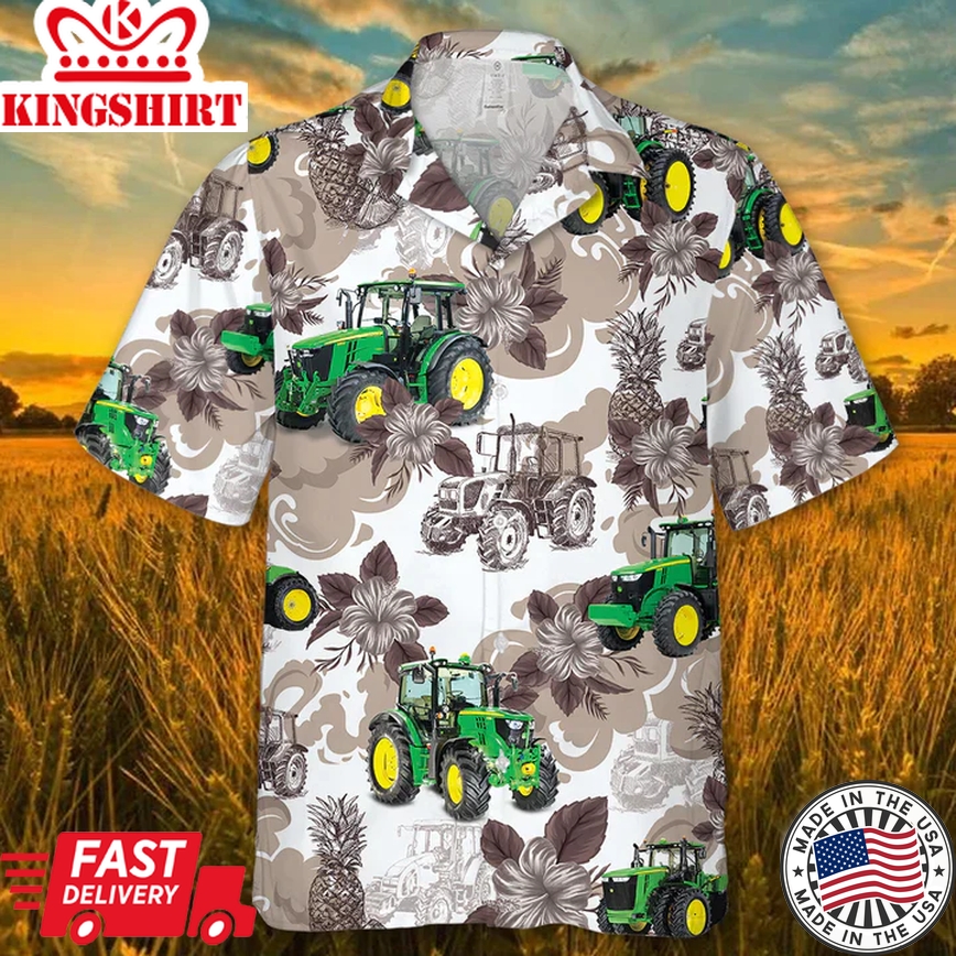 Green Tractor Trendy Hawaiian Shirt, Summer Aloha Shirt Men And Women