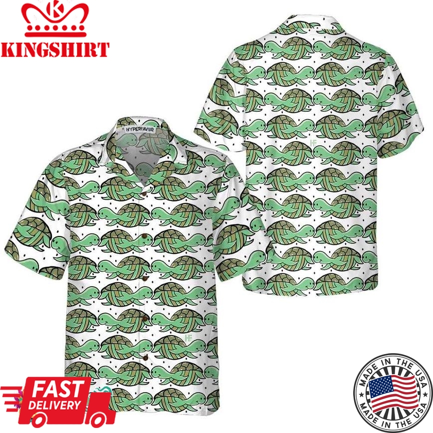 Green Turtles Pattern Hawaiian Shirt, Turtle Shirt For Men & Women, Best Gift For Turtle Lover