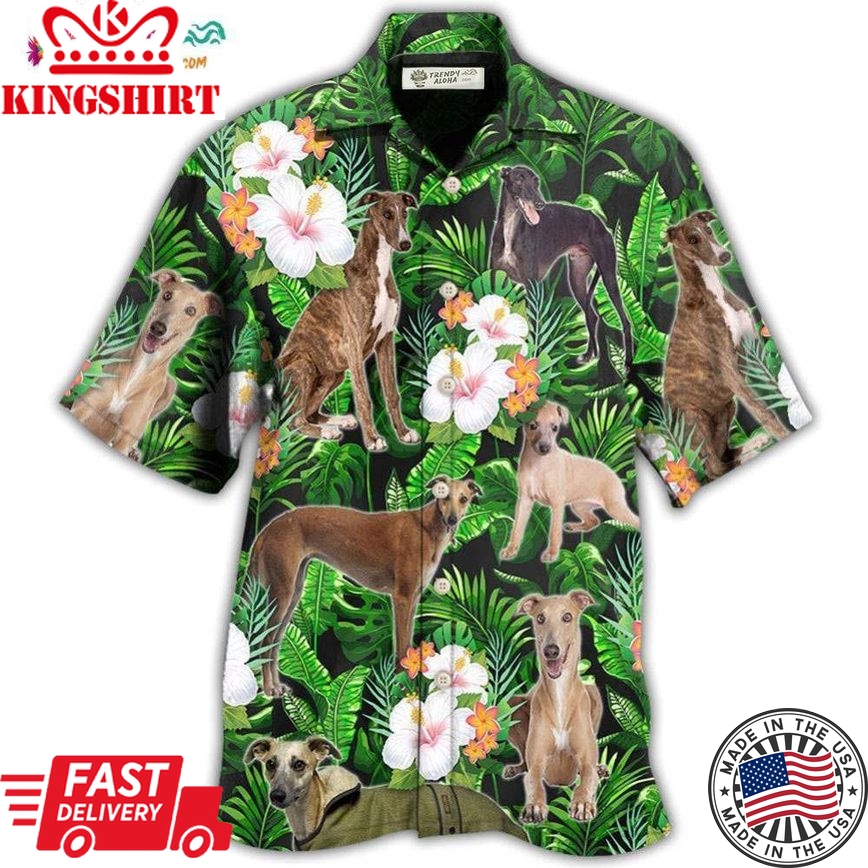 Greyhound Tropical Leaf Lover With Lovely Flower Hawaiian Shirt