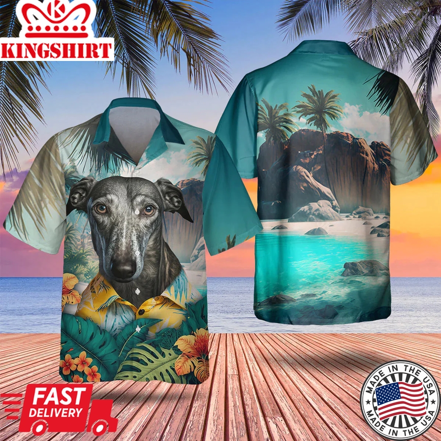 Greyhound Tropical Trendy Hawaiian Shirt, Dog Trendy Hawaiian Shirt, Summer Gifts For Dog Lover