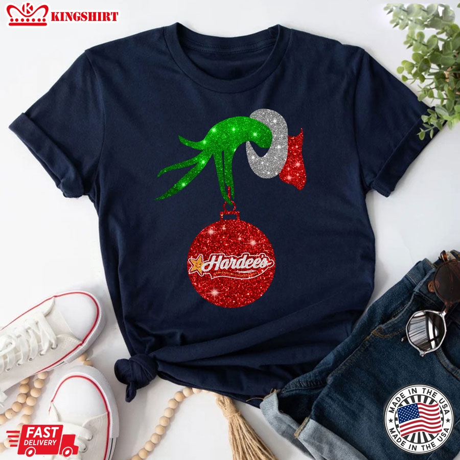 Grinch Hand Holding Hardee's Christmas T-Shirt