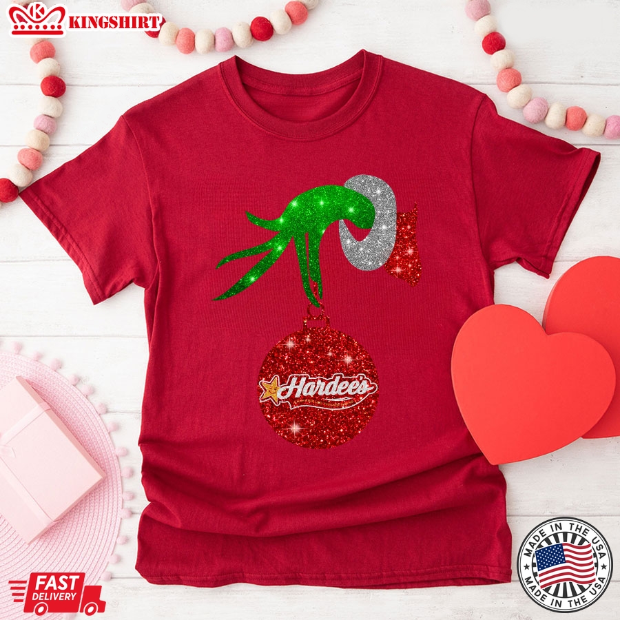 Grinch Hand Holding Hardee's Christmas T-Shirt