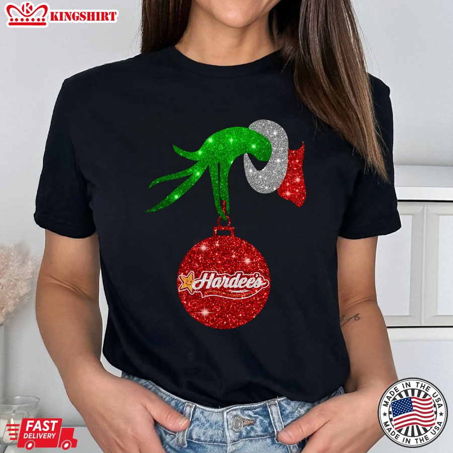 Grinch Hand Holding Hardee's Christmas T-Shirt