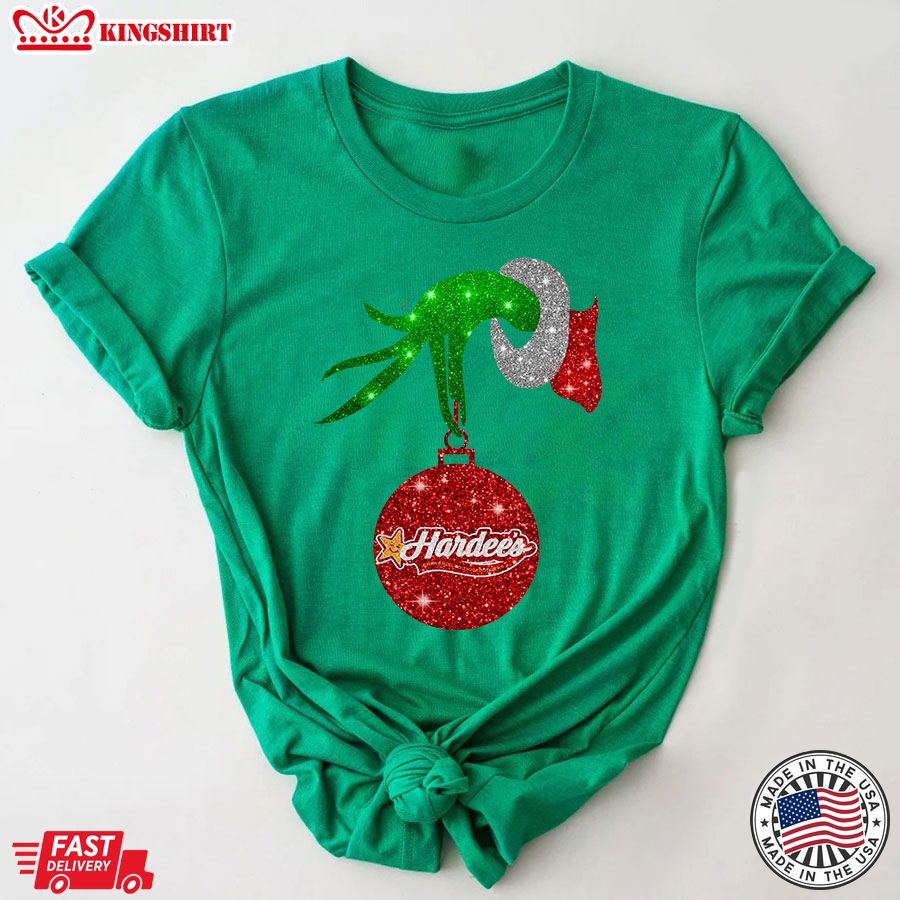 Grinch Hand Holding Hardee's Christmas T-Shirt