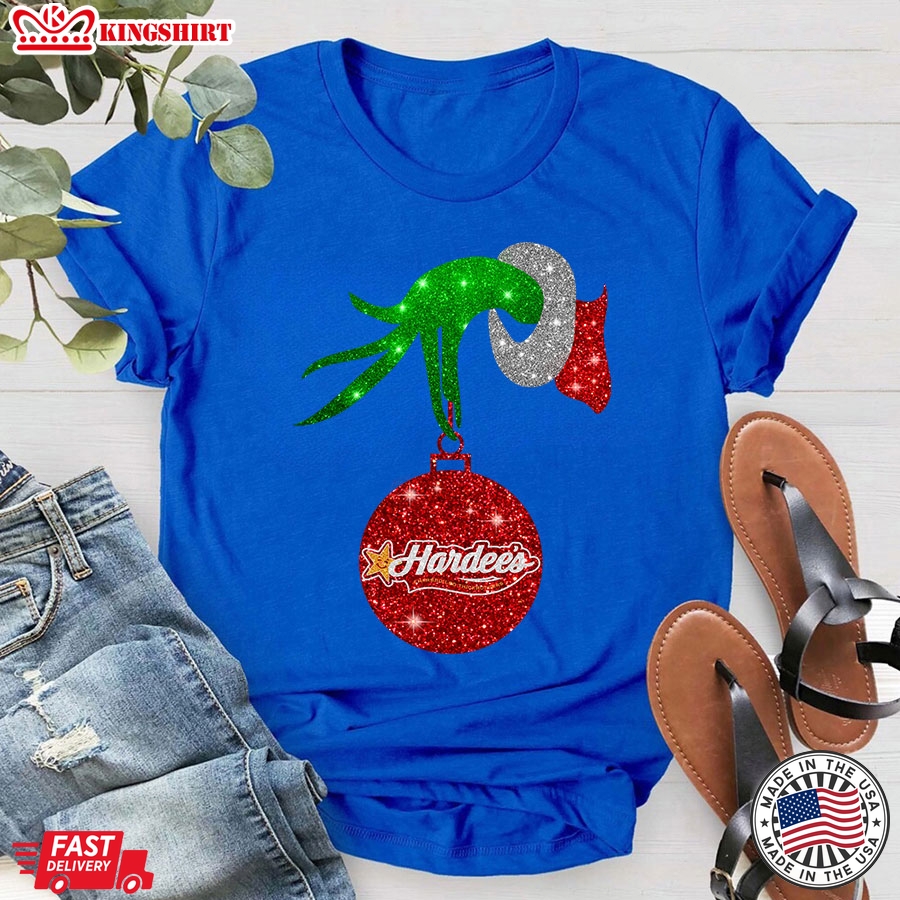 Grinch Hand Holding Hardee's Christmas T-Shirt