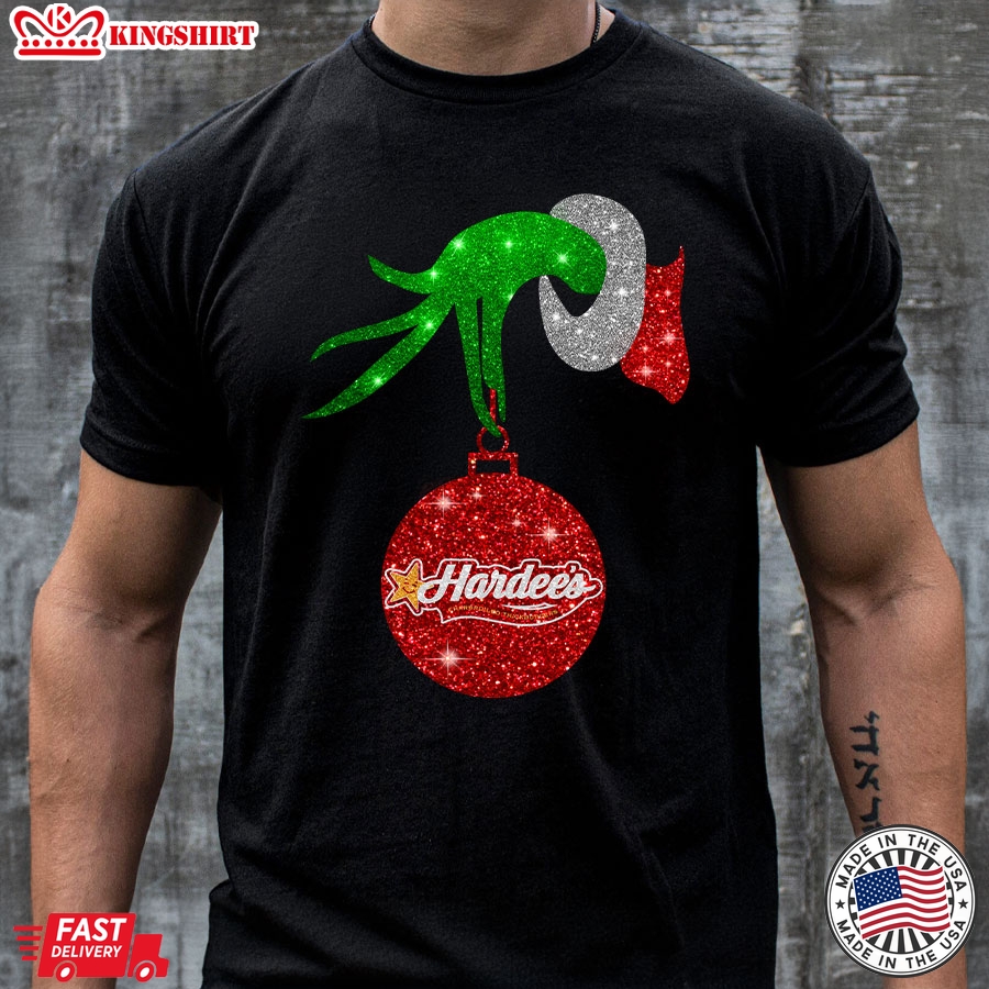 Grinch Hand Holding Hardee's Christmas T-Shirt