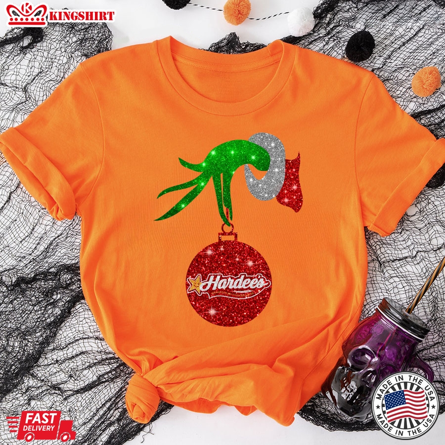 Grinch Hand Holding Hardee's Christmas T-Shirt