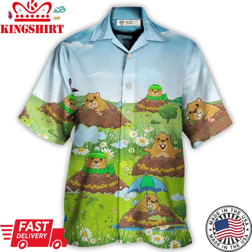 Groundhog Day Happy Day Grass Garden Hawaiian Shirt