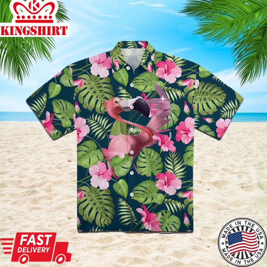 Grumpy Flamingo Trendy Hawaiian Shirt