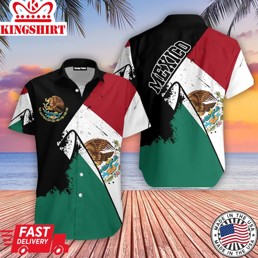 Grunge Mexico Flag Trendy Hawaiian Shirt For