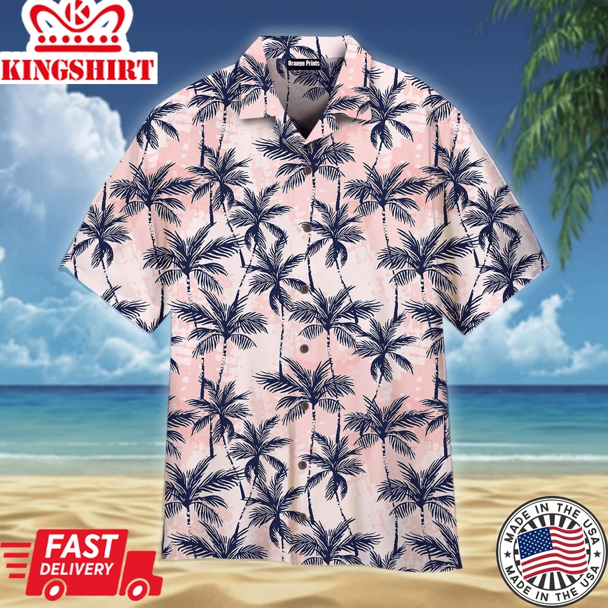 Grunge Palm Trees Tropical Trendy Hawaiian Shirt