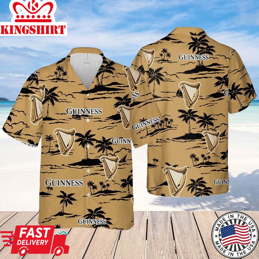 Guinness Hawaiian Beach Pattern Shirt, Hawaii Beer Shirt, Guinness Hawaiian Summer Shirt, Guinness Aloha Shirt