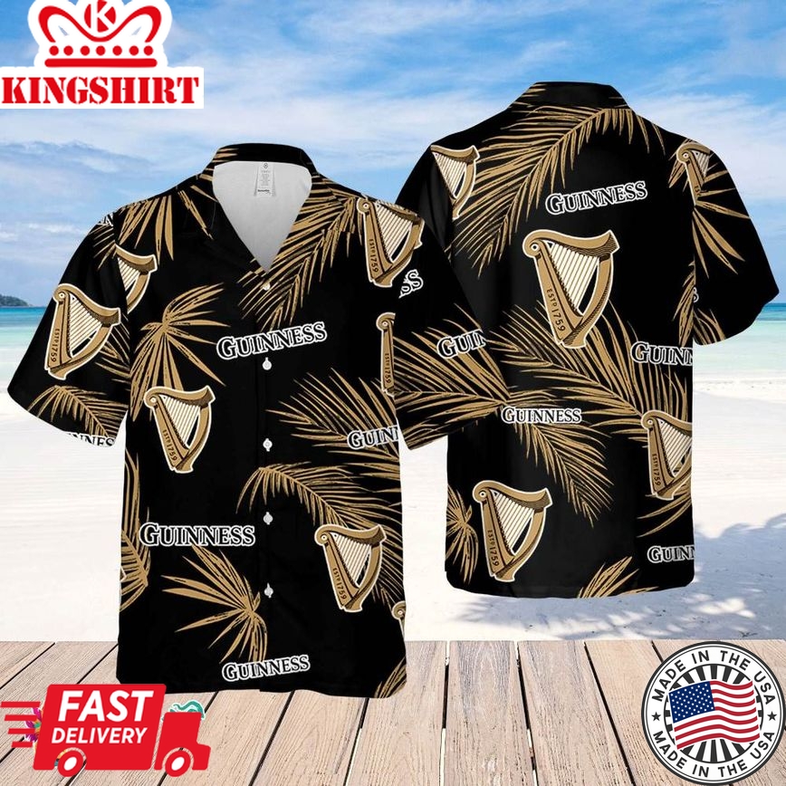 Guinness Hawaiian Palm Leaves Pattern Shirt, Beer Summer Party Hawaiian Shirt, Schlitz Beer Shirt