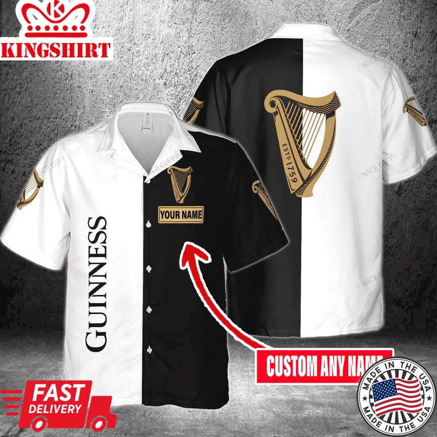 Guinness Name Customization On Tropical Hawaiian Shirt