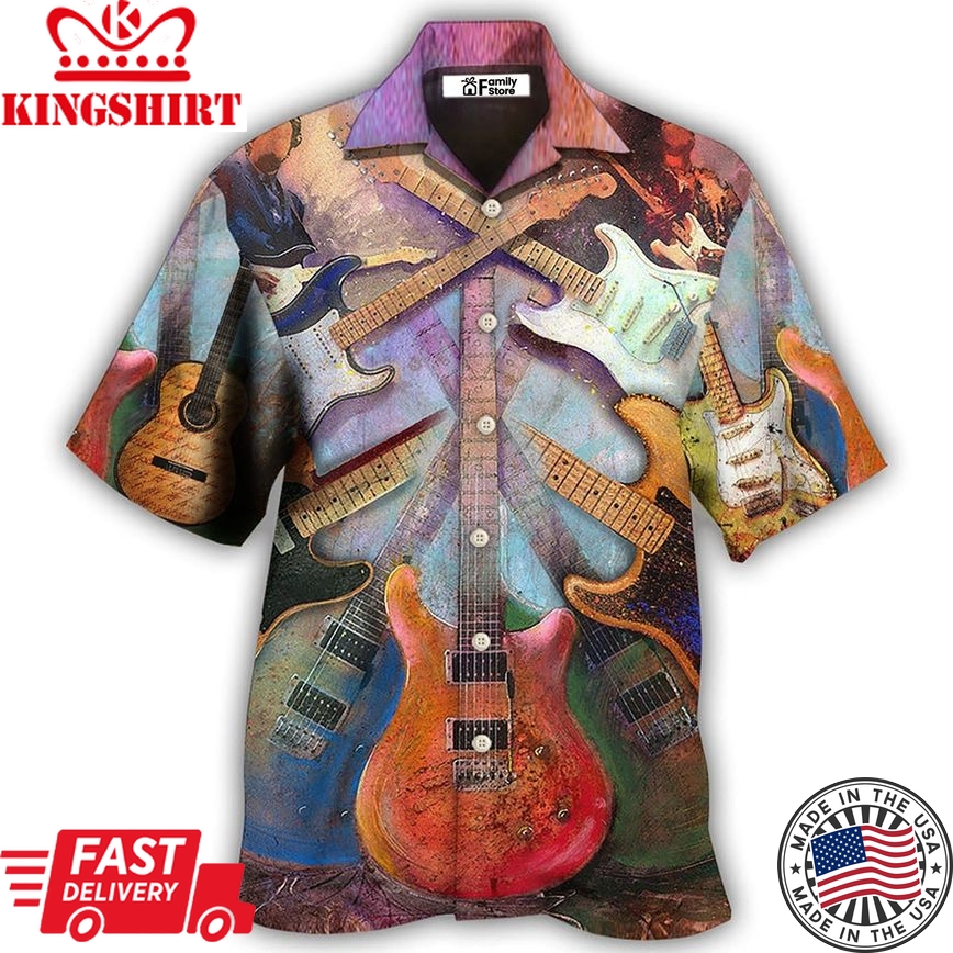 Guitar Abstract Colorful Lover Guitar Art Style Hawaiian Shirt