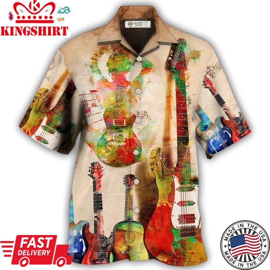 Guitar Abstract Guitar Colorful Art Style Hawaiian Shirt