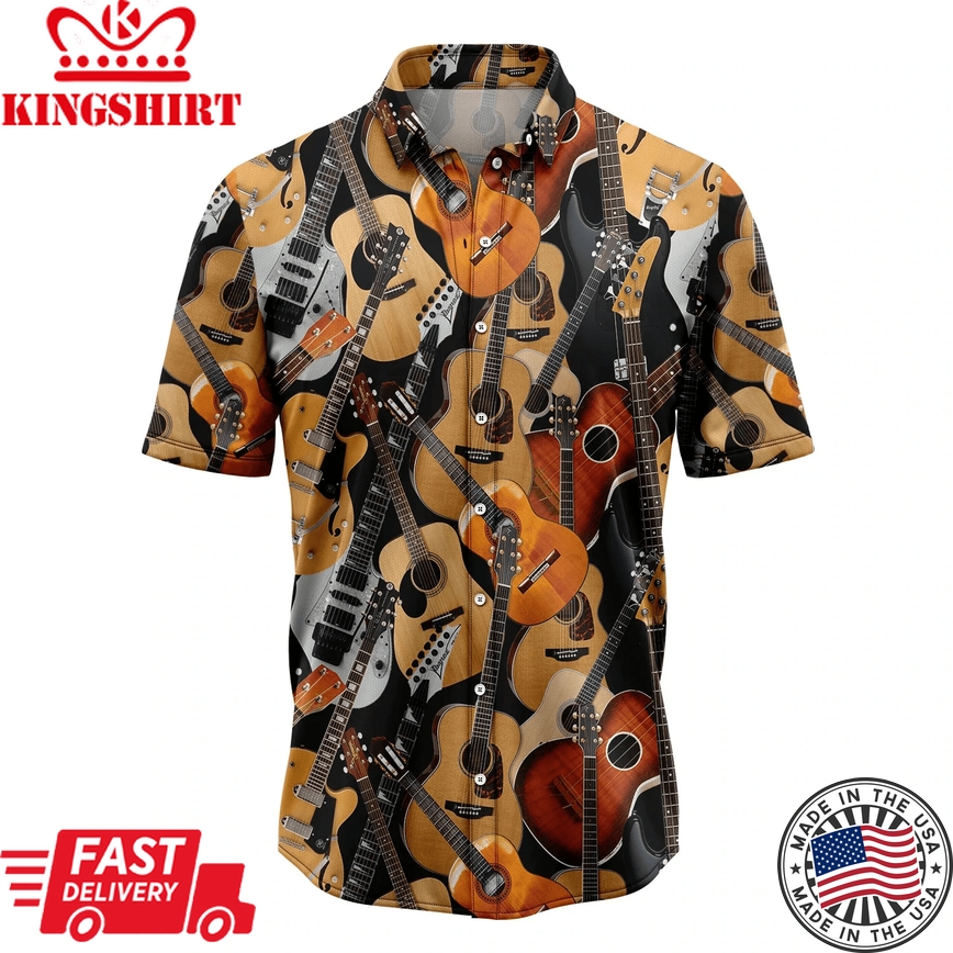 Guitar Awesome Hawaiian Shirt, Summer Hawaiian Shirts For Men, Aloha Beach Shirt