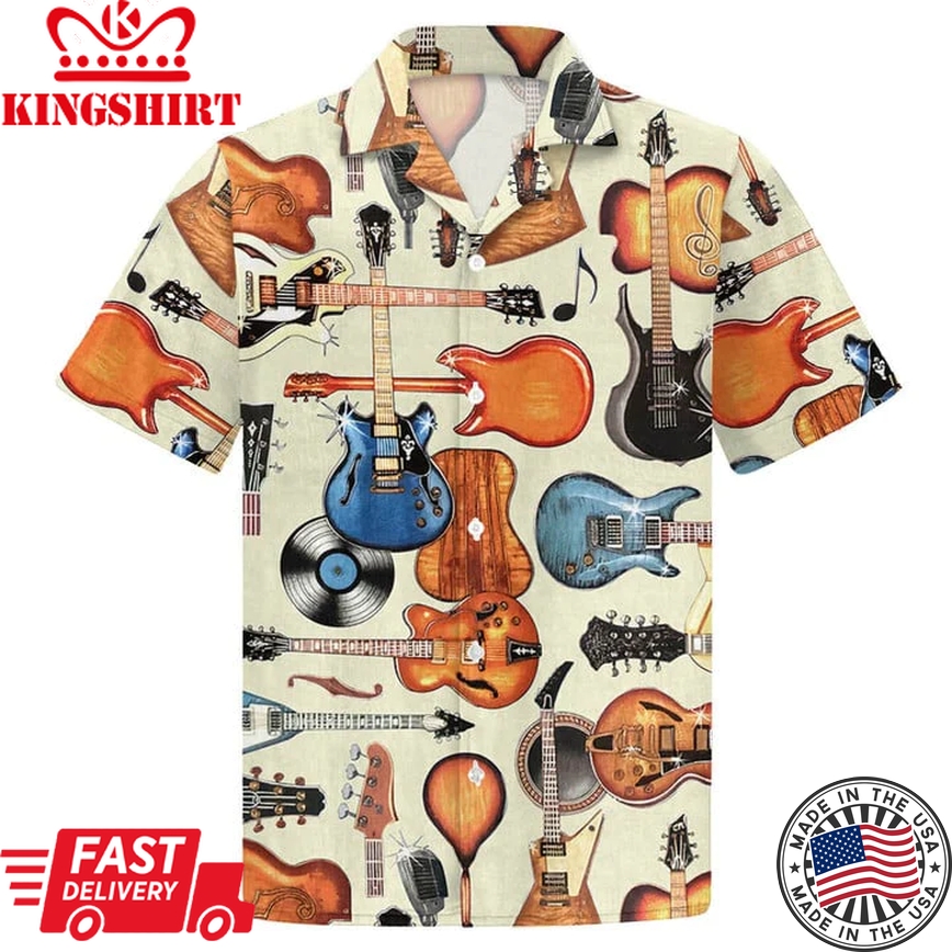 Guitar Bling Trendy Hawaiian Shirt For Guitar Lover, Haiwaiian Shirt