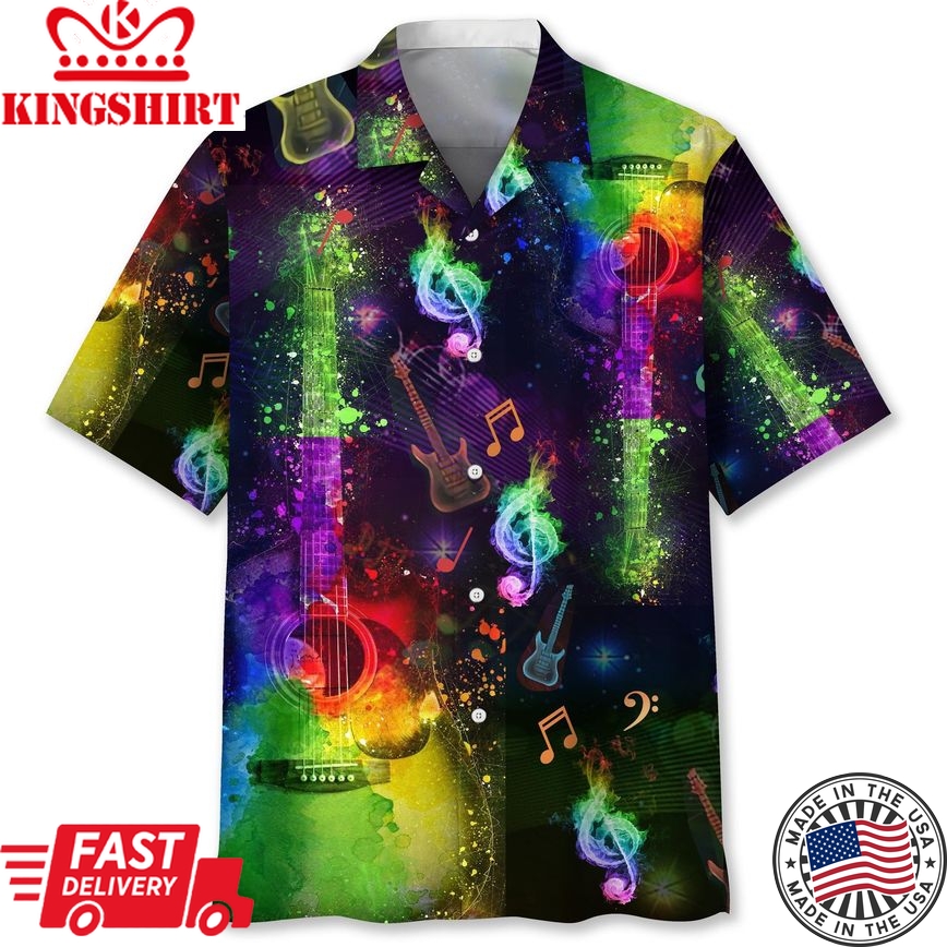 Guitar Color Trendy Hawaiian Shirt