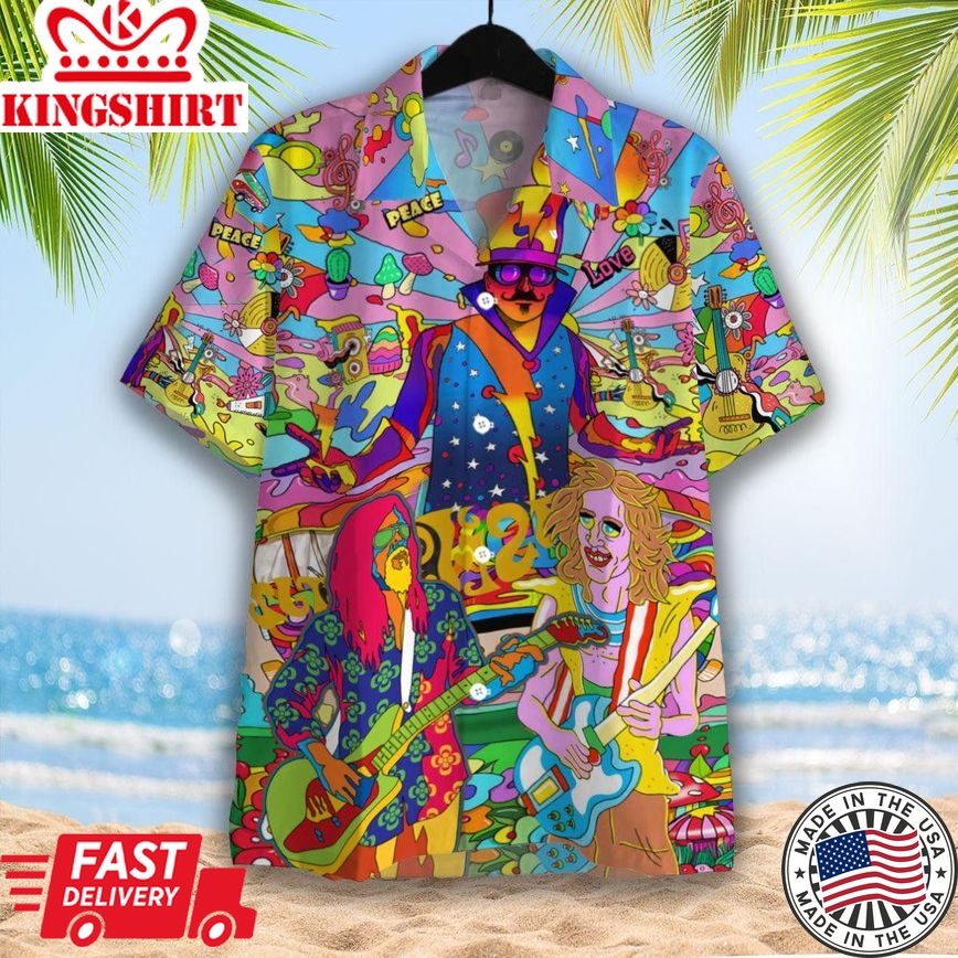 Guitar Colorful Hippie Trendy Hawaiian Shirt