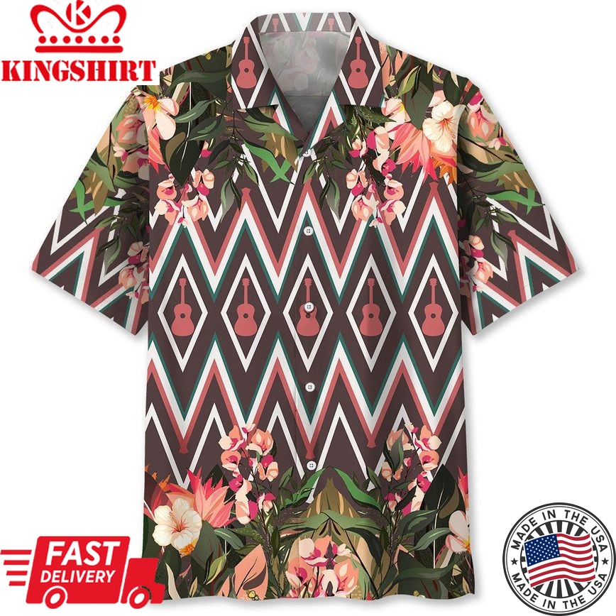 Guitar Flowers Trendy Hawaiian Shirt