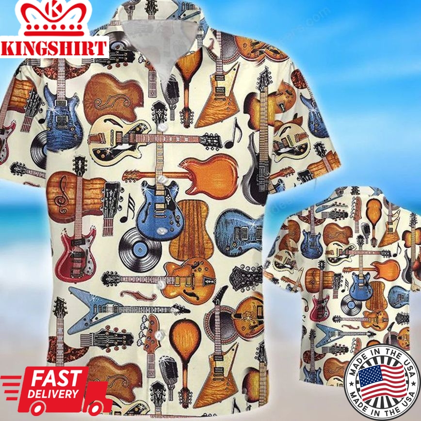 Guitar - Guitar Bling Hawaiian Shirt, Summer Gift, Hawaiian Shirts For Men, Aloha Beach Shirt