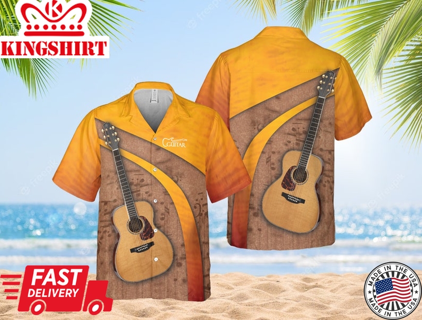 Guitar Hawaii Shirt, Acoustic Electric Bass Player Shirt, Guitar Player Trendy Hawaiian Shirt