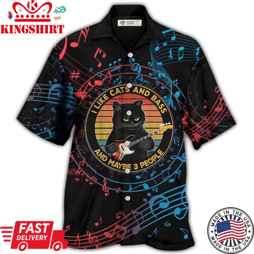 Guitar I Like Cats And Bass Hawaiian Shirt