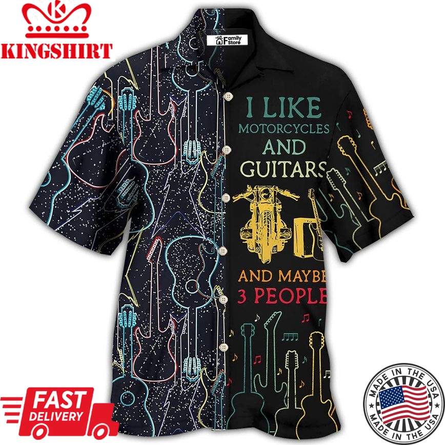 Guitar I Like Motorcycle And Guitar Hawaiian Shirt