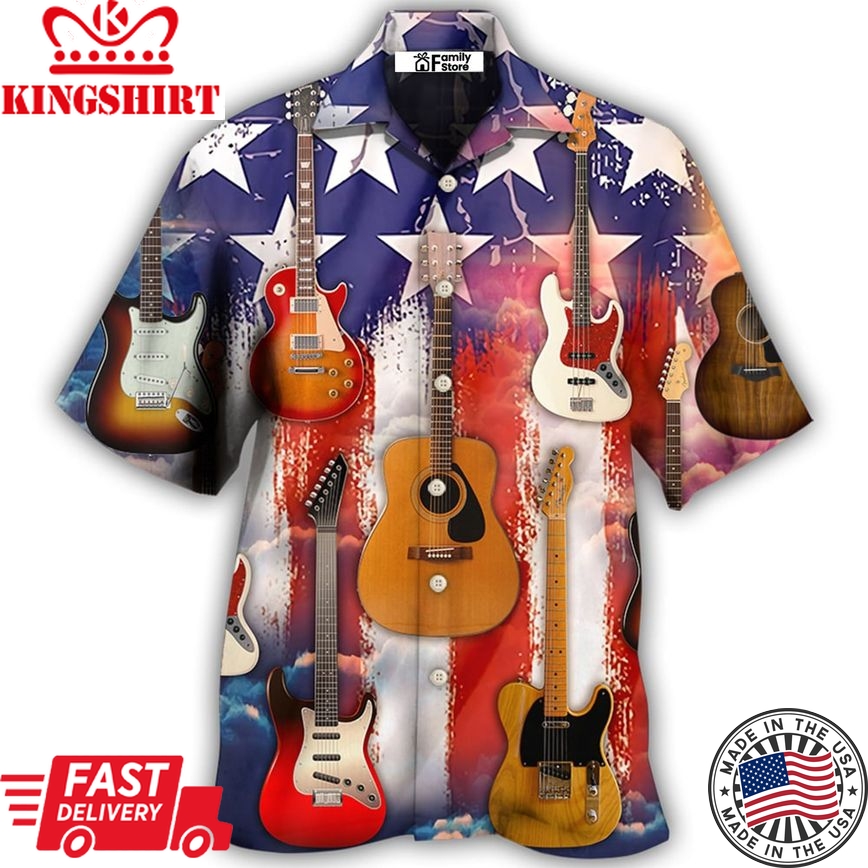 Guitar Independence Day Star America Hawaiian Shirt