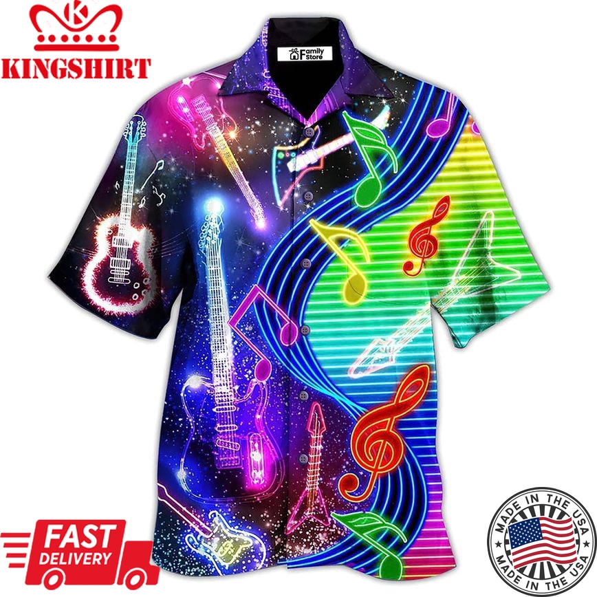 Guitar Love Light Neon Hawaiian Shirt