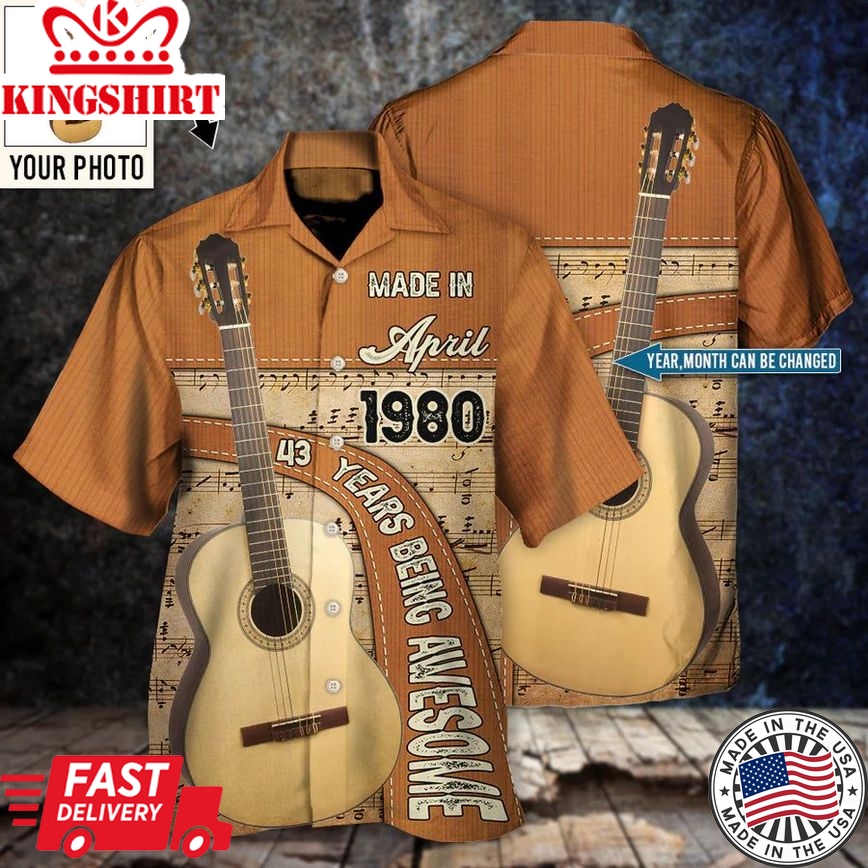 Guitar Lover Years Of Being Awesome Custom Photo Personalized Hawaiian Shirt