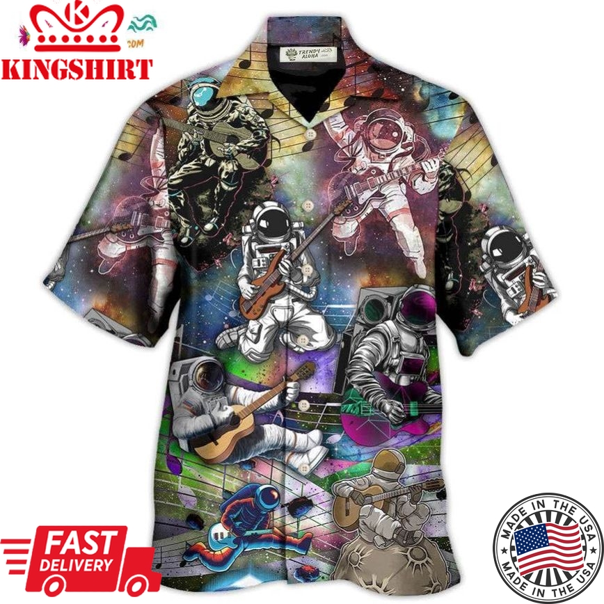 Guitar Music Astronaut Galaxy Art Hawaiian Shirt