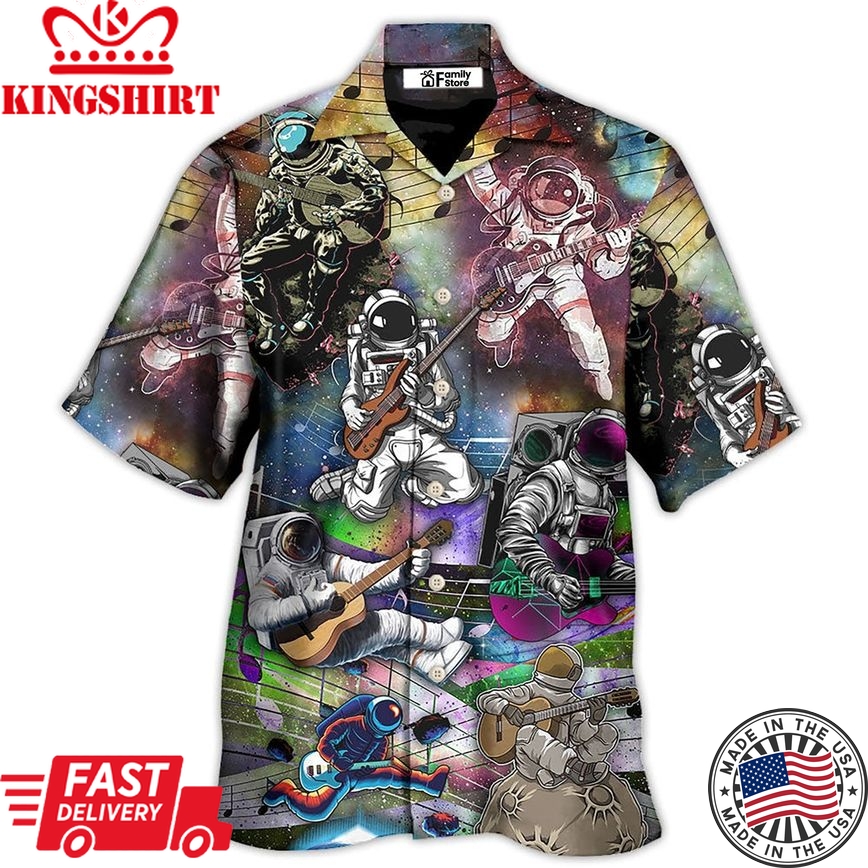 Guitar Music Astronaut Galaxy Art Hawaiian Shirt