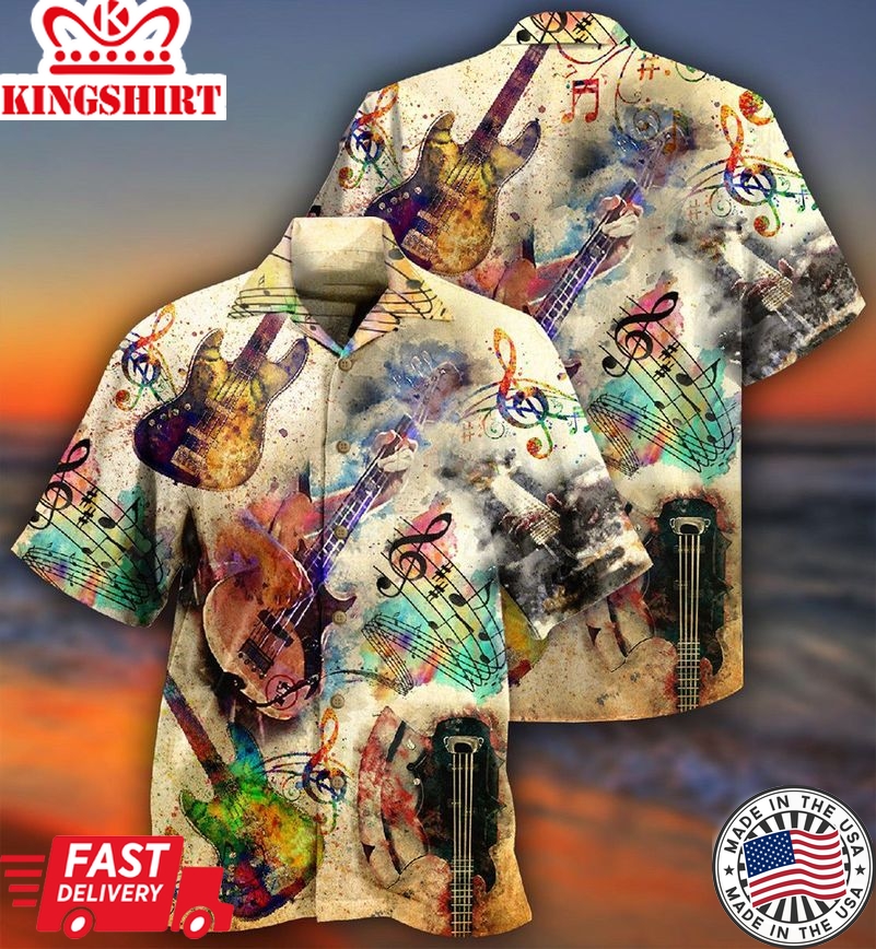 Guitar Music Bass Its Like Guitar But Way Cooler Bass Guitar Hawaiian Shirt