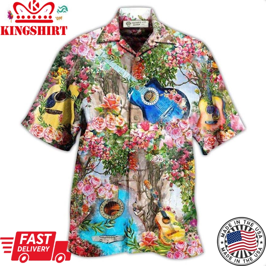 Guitar Music Guitar Melody In Rose Garden Hawaiian Shirt