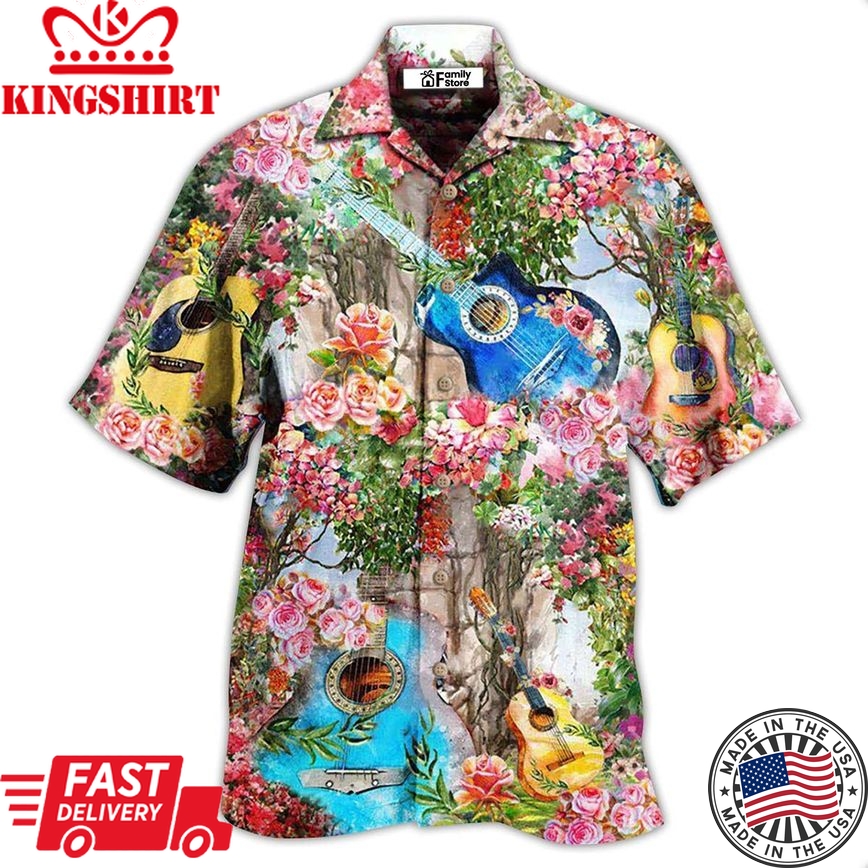 Guitar Music Guitar Melody In Rose Garden Hawaiian Shirt