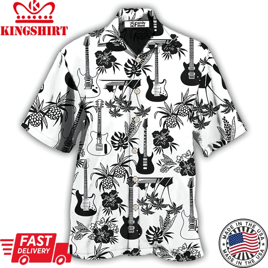 Guitar Music With Electric Guitar Hawaiian Shirt