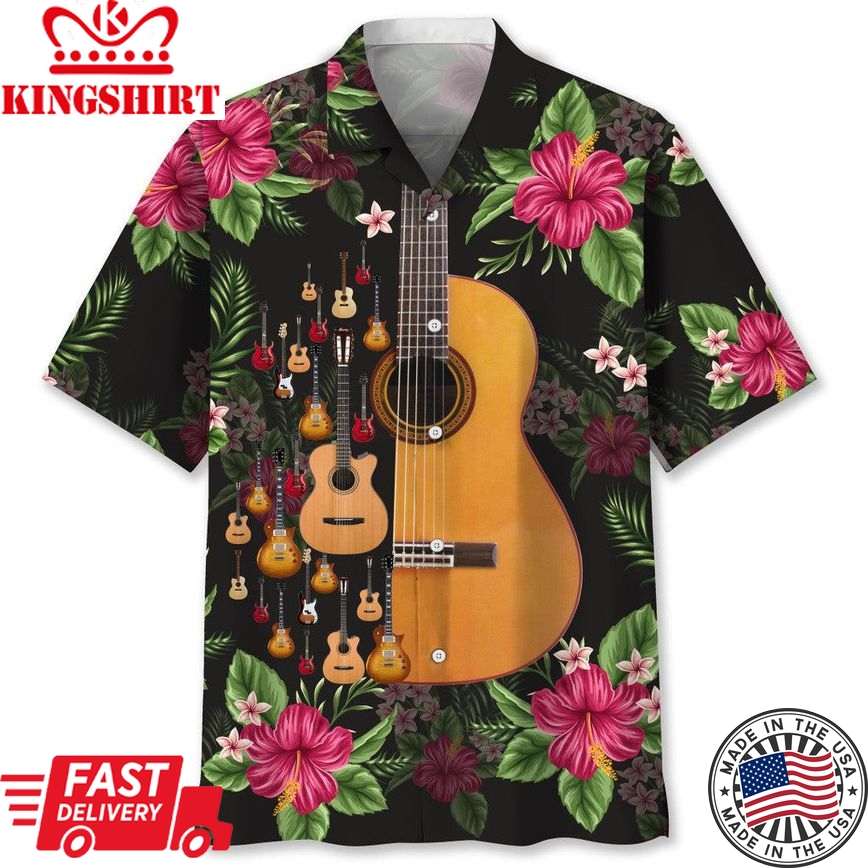 Guitar Nature Tropical Trendy Hawaiian Shirt