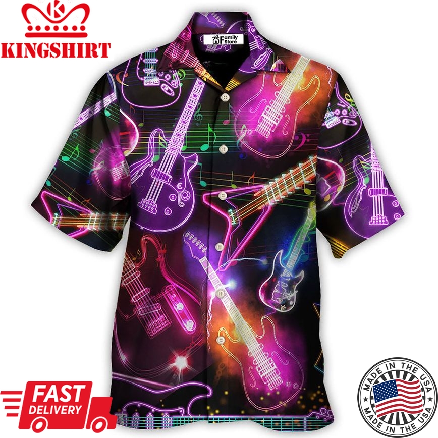 Guitar Neon Amazing Christmas Hawaiian Shirt