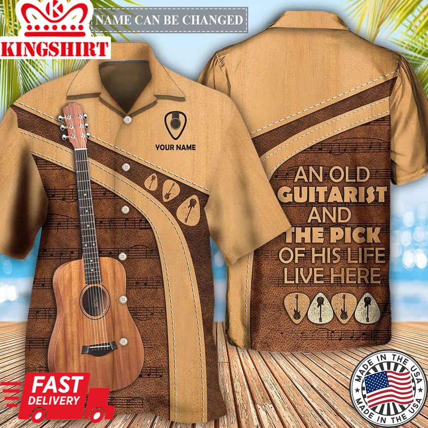 Guitar Old Guitarist And The Pick Personalized Hawaiian Shirt