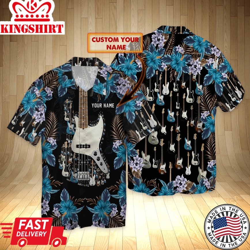 Guitar Personalized Name Hawaiian Shirt, Gift For Guitar Lovers