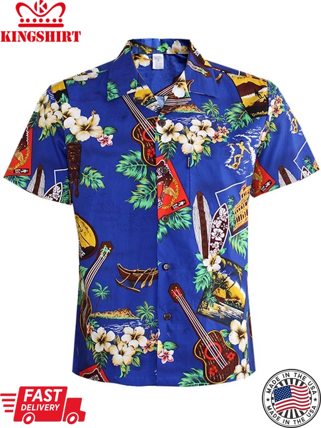 Guitar Skateboard Floral Pattern Men's Aloha Hawaiian Shirt